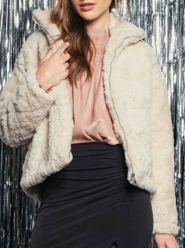 oatmeal soft fur jacket